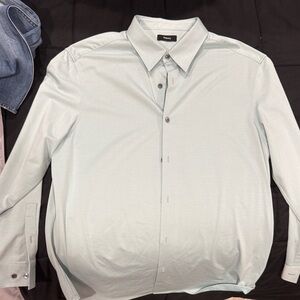 Theory Men's Light Green Dress Shirt